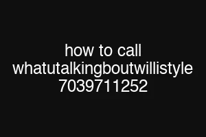how to call whatutalkingboutwillistyle 7039711252